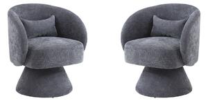 Set de 2 scaune moderne pentru living și dormitor, rotative la 360°, Gri