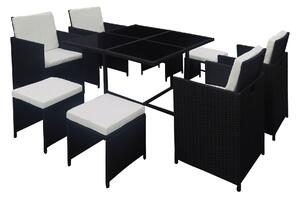 Set mobilier de gradina KUBIKUS, 9 piese, negru/crem