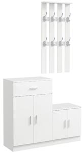 HOMCOM Mobilier de Hol cu Cuier din Lemn, Spațiu de Depozitare și Design Elegant, 100x32x187cm, Alb | Aosom Romania