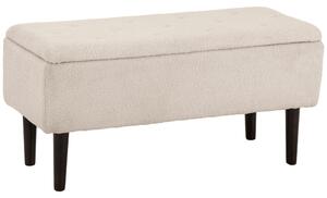 HOMCOM Scaun Modern cu Spațiu de Depozitare și Picioare din Lemn, Scaun Tapițat pentru Living sau Dormitor, 95x38x45 cm, Bej | Aosom Romania