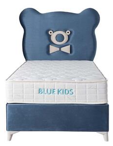 Pat BLUE KIDS 120x200, stofa catifelata albastru deschis - STR 50, cu