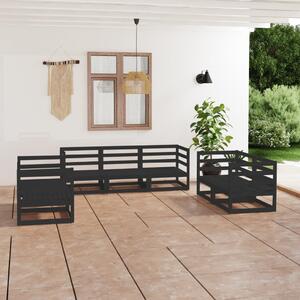 Set mobilier de grădină, 7 piese, negru, lemn masiv de pin