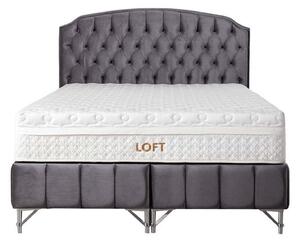 Pat LOFT 160x200, stofa catifelata albastru inchis - Luna 19, cu somie