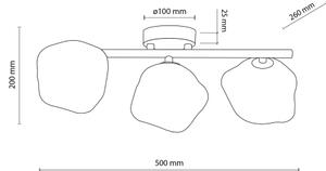 Brilagi - Plafonieră aplicată VULCANO, 3 x G9, 8 W, 230 V, auriu/bej fumuriu