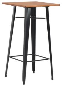 Masă de bar, negru, 60x60x108 cm, oțel și lemn masiv de pin