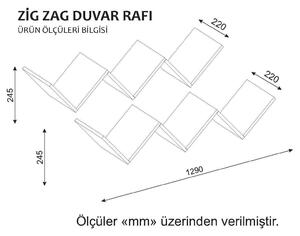 Set 2 rafturi Zig Zag, alb, PAL melaminat, 129x22x50 cm