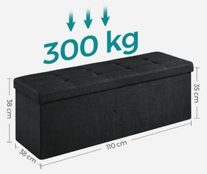 Taburet cu spatiu depozitare OTTOMAN 110x38 cm, negru