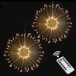Artificii decorative 120 microLED-uri, 60 fire, telecomanda, 8 tipuri iluminare