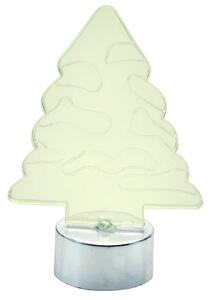 Ornament luminos Craciun, figurina brad, LED alb cald, 10 cm, comutator
