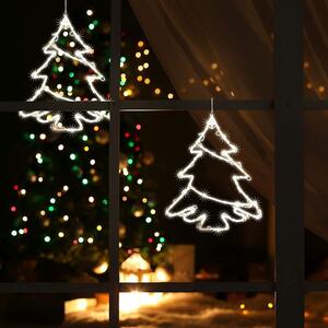 Decor fereastra Bradut LED, 33x28 cm, alb cald, 2 ventuze incluse