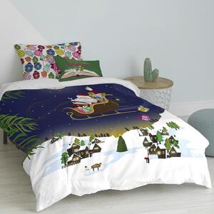 Lenjerie de pat din bumbac pentru pilotă și pernă copii Mr. Fox Merry Christmas, 140 x 200 cm