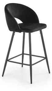 Scaun bar 65 cm H96, negru - HLR 66, stofa catifelata/otel