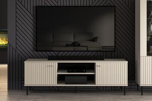 Comodă TV Jamuzi cu două uși cu partea frontală canelat 160 cm - cașmir / picioare negre