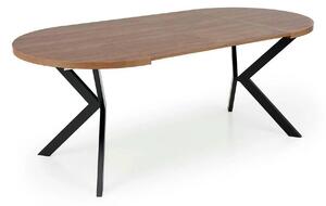 Masa extensibila PERONI, nuc/negru, PAL furniruit /otel, 100/250x100x7