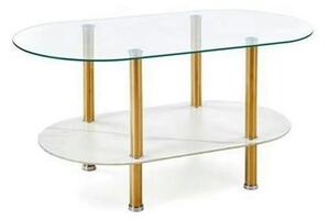 Masuta DUCAT, transparent/auriu, sticla/otel, 100x50x51 cm