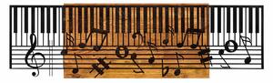 Decoratiune perete ARYA, negru/stejar, metal/lemn, 100x3x30 cm