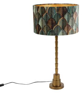Lampă de masă bronz cu abajur din velur cu design frunze și interior auriu - Pisos