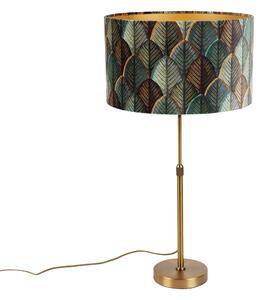 Lampă de masă bronz cu abajur din velur cu design frunze și interior auriu - Parte