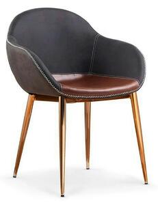 Scaun K304, gri/maro, piele ecologica/otel, 57x59x81 cm
