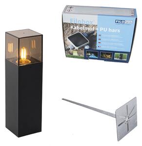 Lampă de exterior cu picior neagră cu abajur fumuriu 30 cm - Denmark