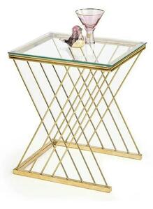 Masuta cafea NANCY, transparent/auriu, sticla/otel, 45x39x52 cm