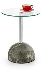 Masuta cafea ARIANA, transparent/gri cu efect de marmura, sticla/otel