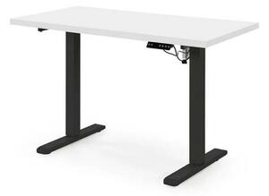 Masa birou B54, alb/negru, PAL laminat/otel, 120x60x75-120 cm