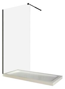 Perete dus / Paravan walk in, sticla transparenta, 6 mm, profil negru mat, tija extensibila 900 x 2000 mm