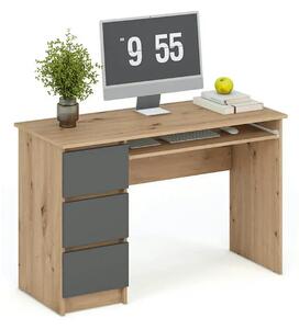 Birou CINO, stejar artisan/gri grafit, PAL laminat, 120x50x77 cm