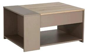 Masuta cafea DROP, bej/stejar, PAL, 80x60x42/56 cm