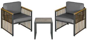 Outsunny Set de Mobilier de Grădină din 3 Piese, Set de 2 Canapele cu Perne Groase și Măsuță de Cafea, 66x68x68 cm, Gri | Aosom Romania