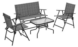 Outsunny Set de mobilier pentru exterior din 4 piese pentru terasa, Set de gradina cu doua fotolii pliabile, Gri mixt | Aosom Romania