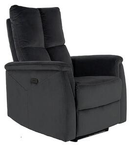 Fotoliu recliner NEPTUN, negru, stofa catifelata/metal, 76x94/160x96 c