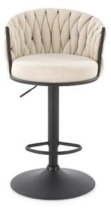 Scaun bar textil H125, bej - Nea 25, stofa clasica/otel, 53x54x90/105