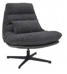Fotoliu rotativ FELICIA, stofa clasica gri inchis - Raven 18/piele eco