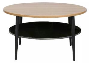 Masuta cafea ELLA A, stejar/negru mat, PAL/metal, 80x45 cm