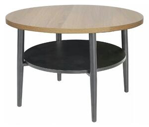 Masuta cafea ELLA B, stejar/negru mat, PAL/metal, 60x45 cm