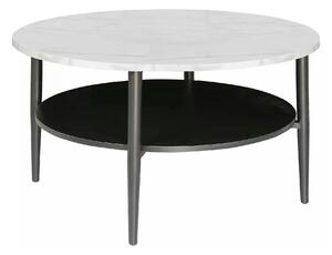 Masuta cafea ELLA A, alb cu efect de marmura/negru mat, PAL/metal, 80x
