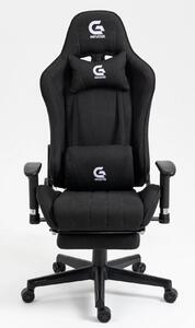 Scaun gaming cu masaj în perna lombară, sezut benzi elastice sustinere, suport picioare, funcție sezlong, SIG 5035, material textil, Negru