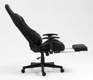Scaun gaming cu masaj în perna lombară, sezut benzi elastice sustinere, suport picioare, funcție sezlong, SIG 5035, material textil, Negru