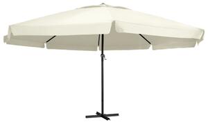 Umbrelă de soare de grădină, stâlp aluminiu alb nisipiu 600 cm