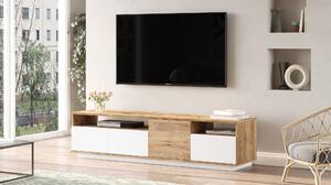 Comoda TV FR5 - AW, din PAL melaminat, alb/stejar, 180x45x45 cm