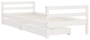 Cadru de pat cu sertare de copii, alb, 90x200 cm lemn masiv pin