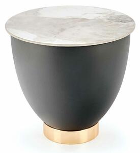 Măsuță de cafea Houston 1567, Gri, Marmură albă, Auriu, Metal, 45cm, 12 kg