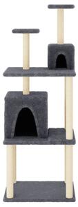 Ansamblu de pisici, stâlpi din funie sisal, gri închis, 167 cm