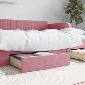 Sertare de pat 2 buc, roz, lemn prelucrat și catifea