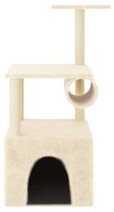Ansamblu de pisici cu stâlpi din funie de sisal, crem, 109,5 cm