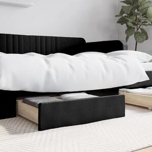 Sertare de pat 2 buc, negru, lemn prelucrat și piele ecologică