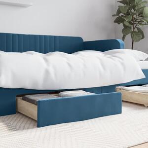 Sertare de pat 2 buc, albastru, lemn prelucrat și catifea