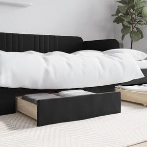 Sertare de pat 2 buc, negru, lemn prelucrat și catifea